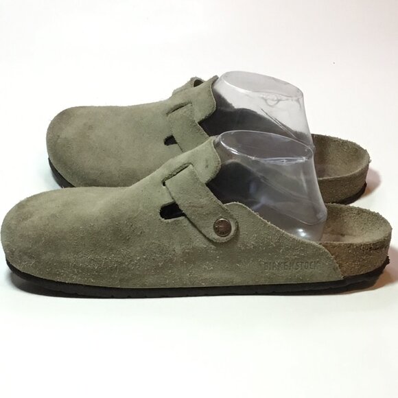 Birkenstock Boston Soft Footbed Clog Velvety Suede Leather Taupe Men's Size 11 - Picture 4 of 10